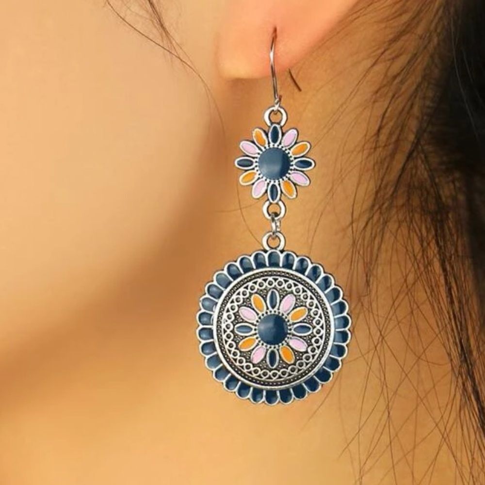 5 for $25 Blue and Pink Flower Sun Dangle Earrings